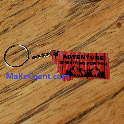 Red Rustic Montana Adventure is Waiting for You Keychain